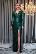 Vestido Longo em Malha com Cristais Verde